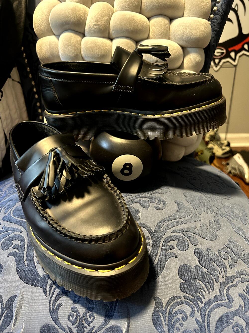 Dr Martens Adrian Quad Mens Black Tassel Loafers size 9/EU 41